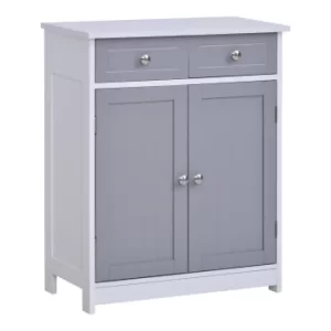 Image of kleankin MDF 2-Drawer 2-Door Bathroom Cabinet Bathroom Freestanding Cabinet Grey