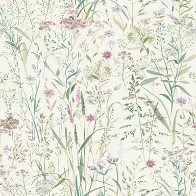 Image of Grandeco Free Flower Sprigs and Grass Wallpaper Pink
