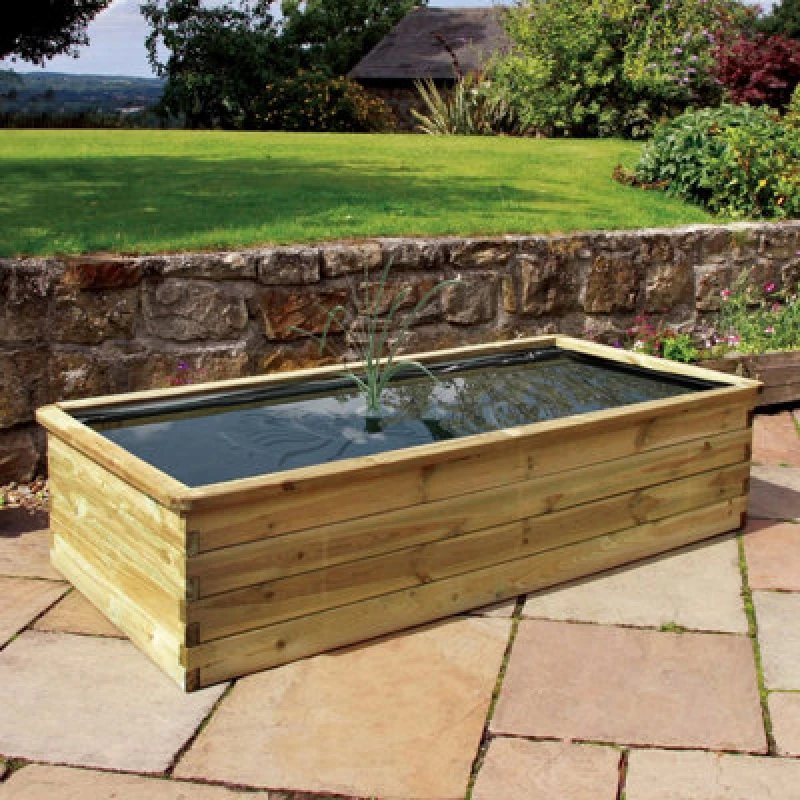 Image of Large Aquatic Wooden Planter Natural