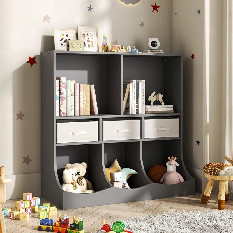 Image of Kabinet UK 3-Tier Open Style Toy and Book Storage Cabinet Grey unisex One size