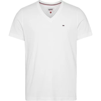 Image of Tommy Jeans original Jersey V Neck T Shirt - Classic White