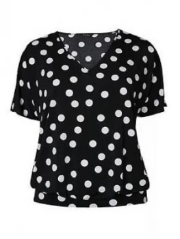 Image of Evans Mono Spot Bubble Top - Black, Size 20, Women