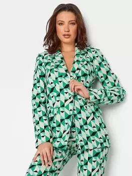 Image of Long Tall Sally Geo Print Hazel Blazer, Green, Size 20, Women
