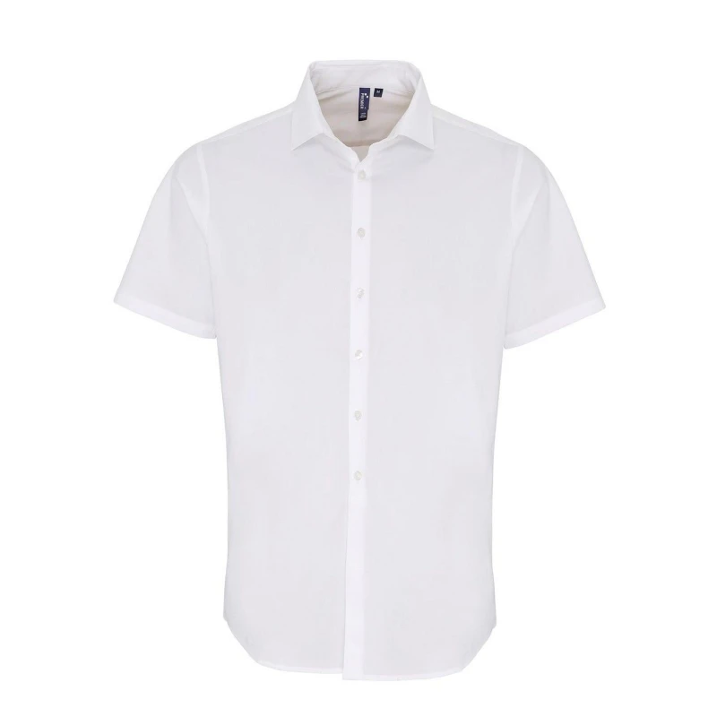 Image of Premier Premier Men Poplin Stretch Short-Sleeved Shirt in White Size: X-Small White XS Male 5063425984916