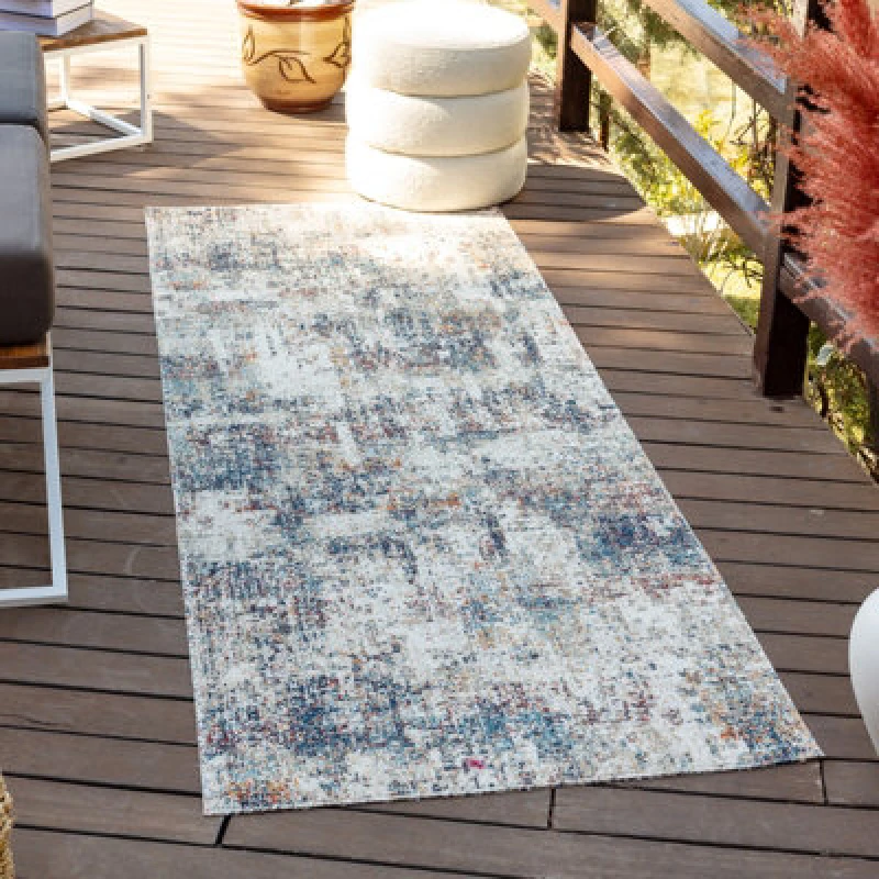 Image of Livabliss In- & Outdoor Modern Blue/grey Leila Runner Rug 80 X 220 Cm - Easy To Clean, Perfect For Balcony, Kitchen Or Dining Room