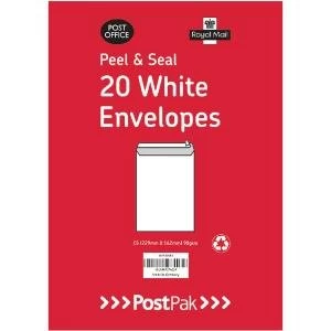 Image of Envelopes C5 Peel and Seal White 90gsm Pack of 20 9730613