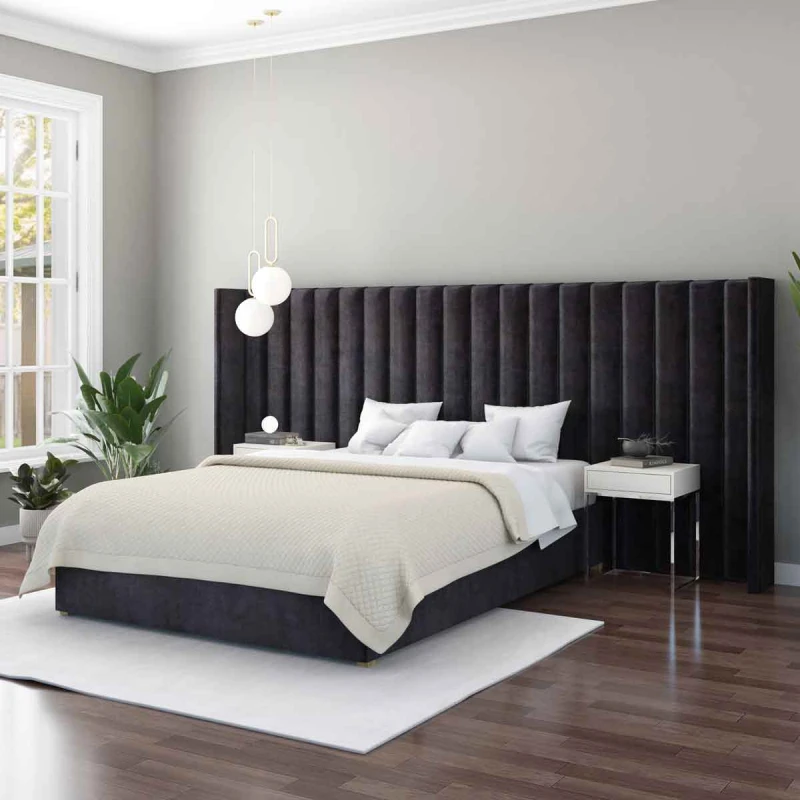 Image of Grandeur Plush Velvet Headboard Ebony Velvet