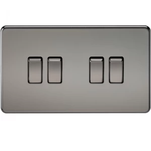 Image of KnightsBridge 10A 4G 2 Way 230V Screwless Black Nickel Electric Wall Plate Switch