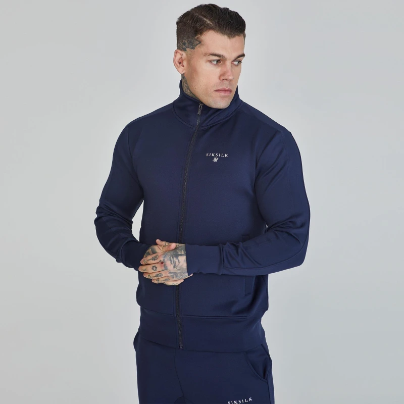 Image of SikSilk Essentials Poly Track Top Navy