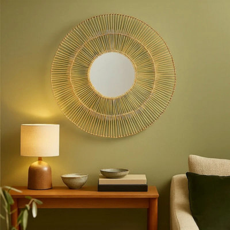Image of Orsina Batu Natural Rattan Wall Mirror.