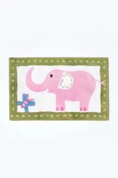 Image of Cotton Tufted Washable Pink Elephant Children Rug