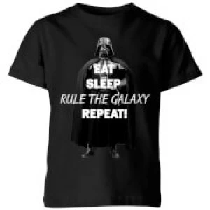 Image of Star Wars Eat Sleep Rule The Galaxy Repeat Kids T-Shirt - Black - 3-4 Years
