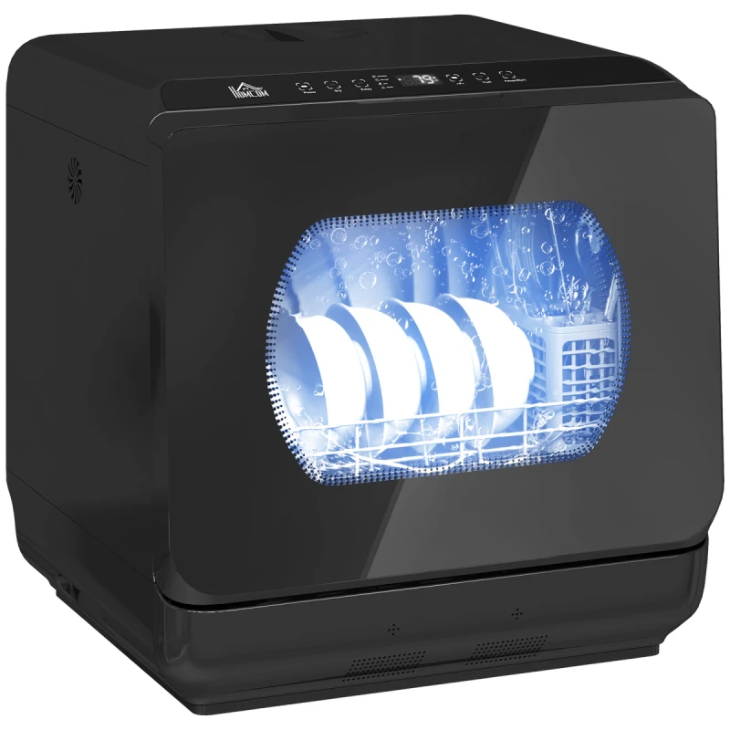 Image of HOMCOM HOMCOM Small Dishwasher, Mini Dishwasher w/ 4 Place Settings 6 Programs in Black One Size Unisex 5063603057173