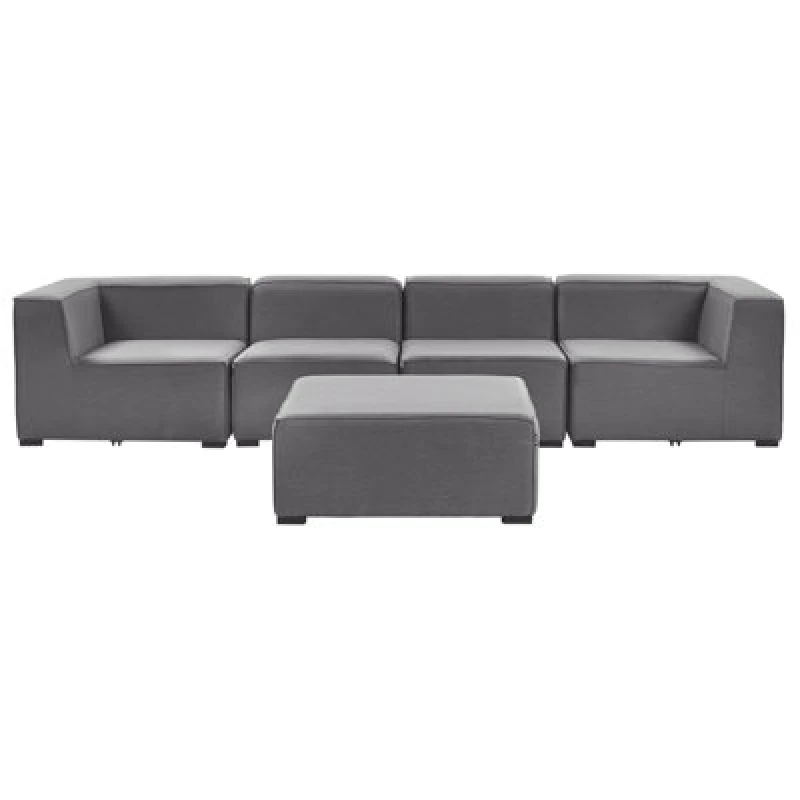 Image of Beliani Garden Sofa With Ottoman 4 Seater Arezzo Modular Grey