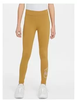 Image of Nike Older Girls Nsw Essntl Lgng Futura Mr, Gold/Grey, Size S=8-10 Years