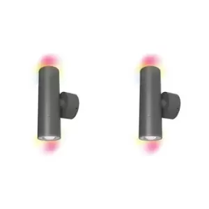 Image of 4lite Smart Connected by WiZ LED Up and Down Light Twin Pack, Graphite
