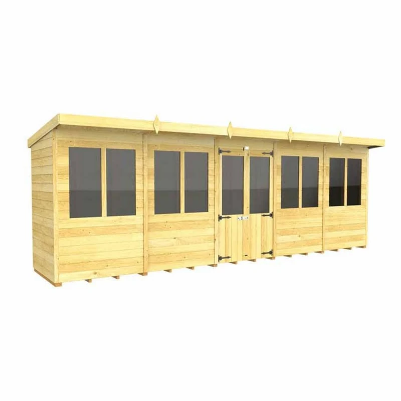 Image of Buttercup Farm 20ft x 4ft Pent Summer House - Wood - L118 x W589 x H201cm in Brown Brown Unisex