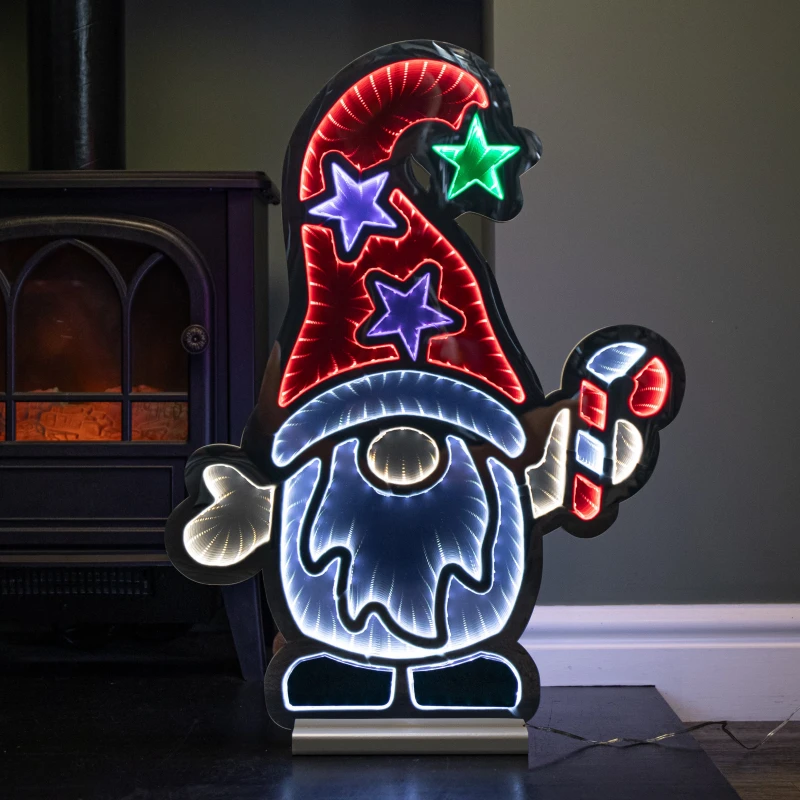 Image of 60cm Light up Christmas Gonk with Candy Cane Infinity Decoration with LEDs