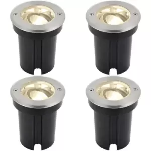 Image of 4 PACK Stainless Steel IP67 Ground Light - 6W Warm White LED - Tilting Head