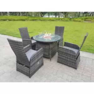 Image of Fimous 4 Seater Rattan Outdoor Gas Fire Pit Dining Complete Set with Round Table