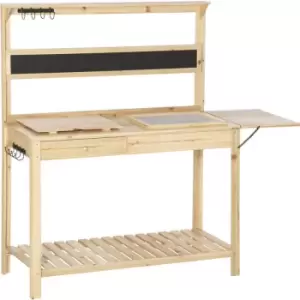 Image of Potting Bench Table Workstation w/ Chalkboard, Sink, Hooks and Drawer - Outsunny