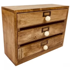 Image of Solid Wood Three Drawer Desktop Organiser 28cm