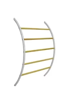 Image of Ladder Wall Mounted 5 Rung Metal And Wood Towel Rail White Natural