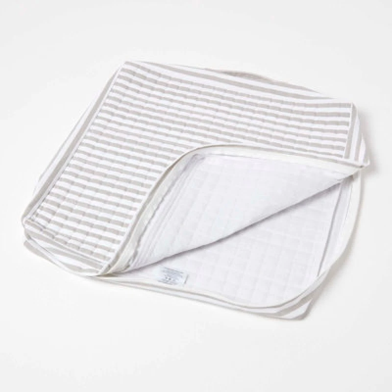 Image of Homescapes Quilted Cotton Armchair Booster Cushion Cover Grey