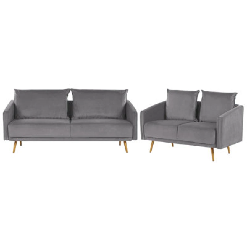 Image of Beliani Living Room Set 5 Seater Maura Velvet Grey