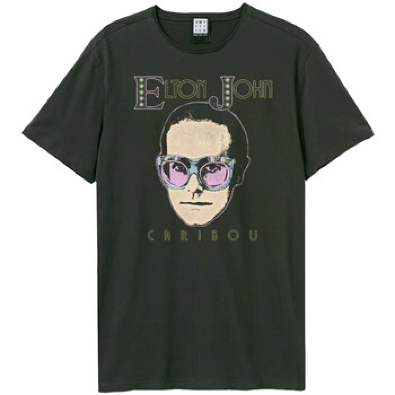 Image of Amplified Amplified Men Caribou Face Elton John T-Shirt in Charcoal Size: X-Small Charcoal XS Male 5063806001256