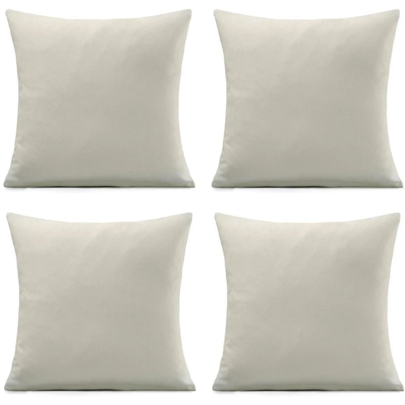 Image of Alan Symonds Set of 4 Plain Chenille Velvet Cushions Cream unisex 45x45cm