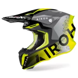 Image of Airoh Twist 2.0 Bit Motocross Helmet, grey-yellow, Size S, grey-yellow, Size S