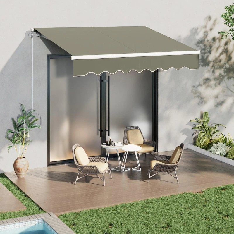 Image of Breeins 250cm Retractable Patio Door Fabric Awning Grey Grey unisex Large