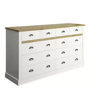 Image of Sandringham 4 + 6 Drawer Sideboard White And Pine