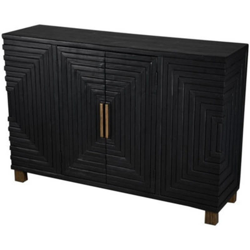 Image of Hill Interiors Lennox 2 Door Sideboard - Wood - L34 X W123 X H84cm - Black