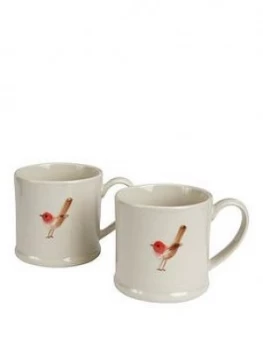 Image of Gisela Graham Ceramic Christmas Robin Mini Jugs Set Of 2