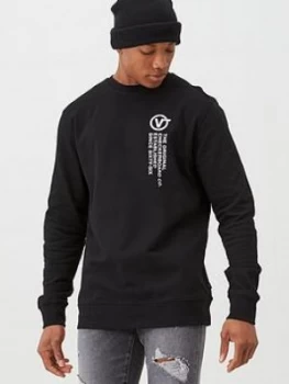 Image of Vans Distort Type Crew Sweatshirt - Black