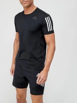 Image of adidas 3 Stripe Techfit Baselayer Short Sleeve T-Shirt - Black Size M Men