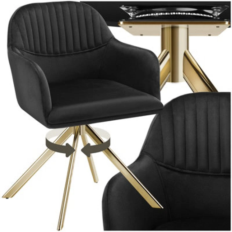 Image of tectake Armchair Lona Per Piece - Black/Gold in Black Size: 1 Pack Black Unisex 1 Pack