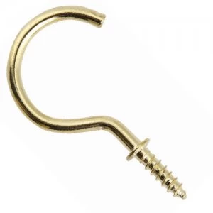 Image of Select Hardware Cup Hooks Electro Brass Shouldered 50mm 5 Pack