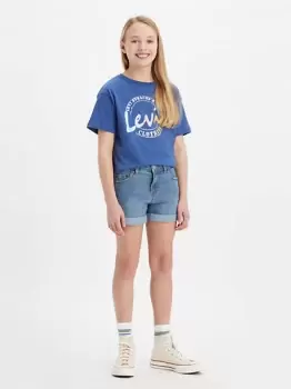 Image of Teenager Cuffed Girlfriend Shorts - Blue