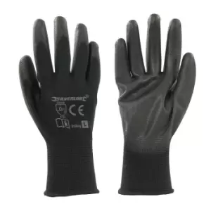 Image of LARGE Black Gloves 13 Gauge Knitted & Poly Coated Palms & Fingers Open Back