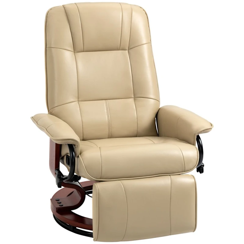 Image of HOMCOM Manual Recliner Chair Armchair Sofa with Faux Leather - Cream White 833-621V71CW