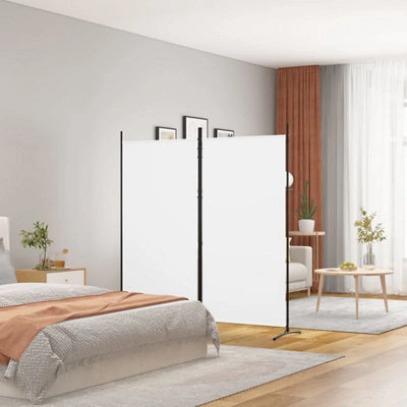 Image of Vidaxl 2-panel Room Divider White 175X180 Cm Fabric, White 350258