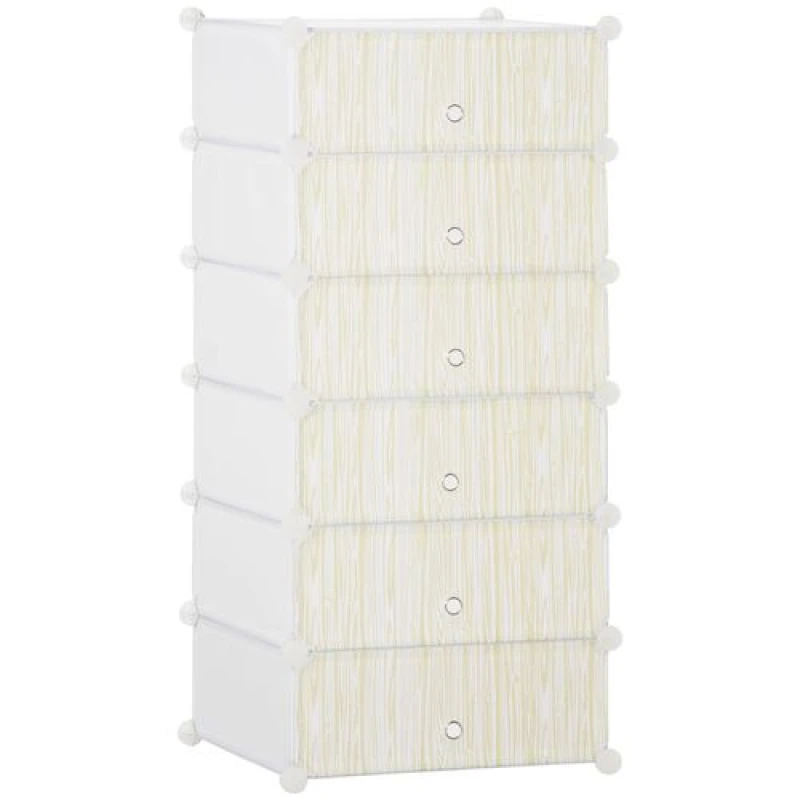 Image of HOMCOM HOMCOM 6 Tier Shoe Rack Plastic Storage Cabinet Modular Shoe Tower White White One Size Unisex 5061025090730