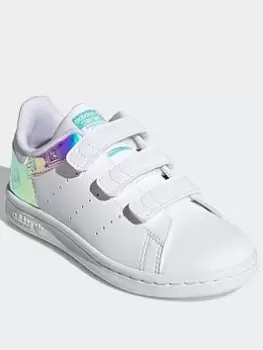 Image of adidas Originals Stan Smith Shoes, White/Turquoise, Size 2.5