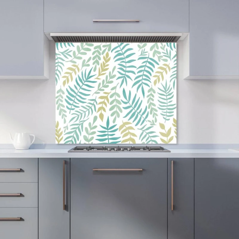 Image of Warren Reed - Designer Multicolor Leafs & Branches Kitchen Splashback in Green Size: 900mm x 750mm Green Unisex 900mm x 750mm
