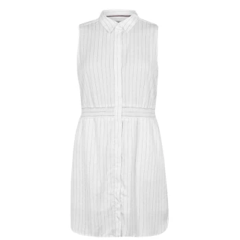 Image of Jack Wills Ruckhall Sleeveless Shirt Mini Dress - White Stripe