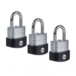 Image of Yale 3 Pack of Laminated Steel 40 mm Padlocks