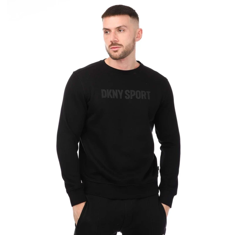 Image of DKNY Printed Large Tonal Logo Crewneck Sweatshirt - Black S